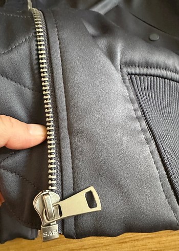 H&M Mavi Parlak Kadın Fermuarlı bomber