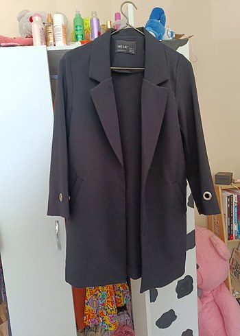 Siyah Midi Kadın Blazer Ceket