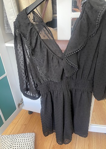 Zara Siyah V Yakalı Fırfırlı tulum zara