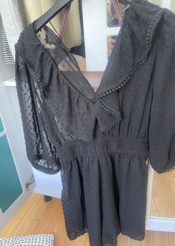 Siyah V Yakalı Fırfırlı tulum zara