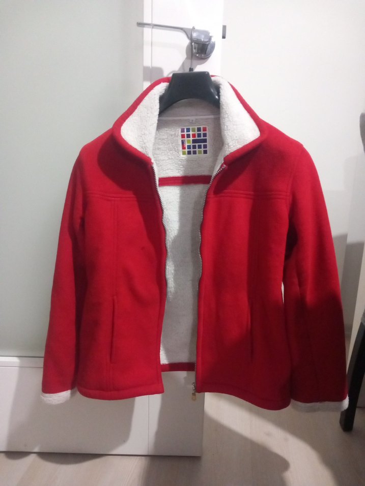 Fermuarlı Kırmızı Kadın Polar Ceket - Görsel 5