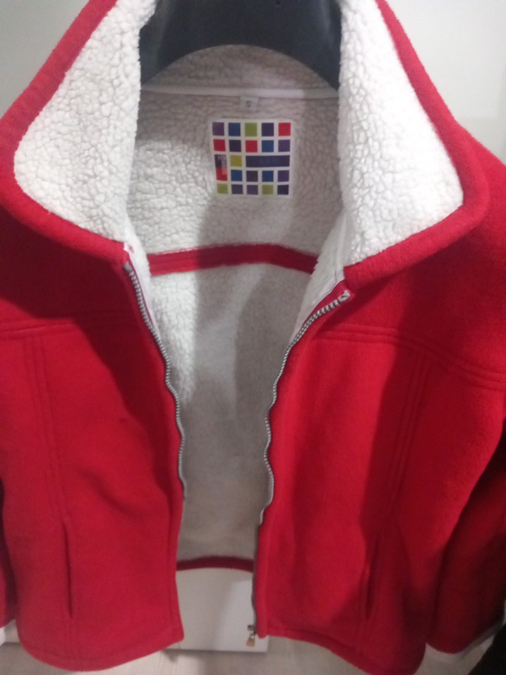 Fermuarlı Kırmızı Kadın Polar Ceket - Görsel 2