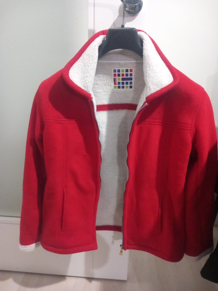 Fermuarlı Kırmızı Kadın Polar Ceket - Görsel 3