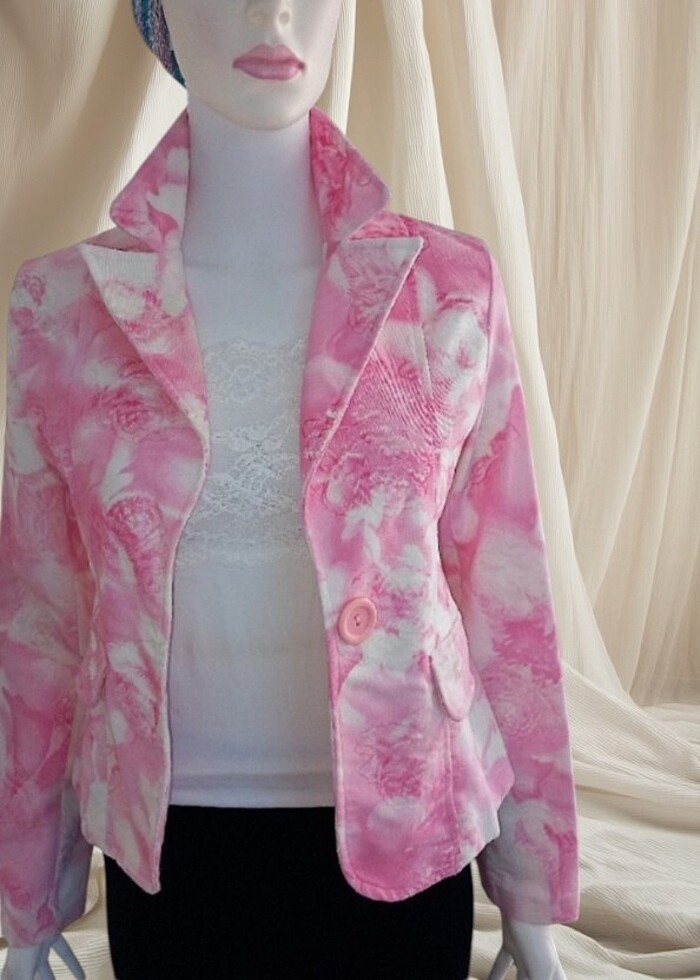 Çiçek desenli kadın ceket - Görsel 2