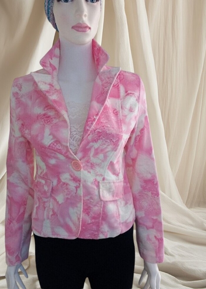 Çiçek desenli kadın ceket - Görsel 4