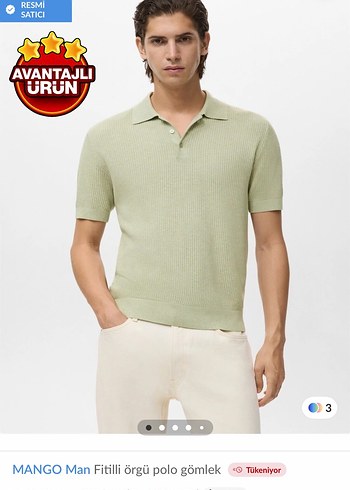 Mango Erkek Acik Yesil Fitilli Polo