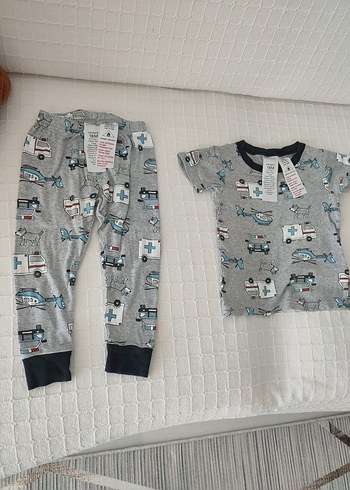 carters Gri Baskılı Erkek Çocuk Kısa Kollu Pijama Takımı - Görsel 2