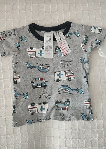 carters Gri Baskılı Erkek Çocuk Kısa Kollu Pijama Takımı - Görsel 5