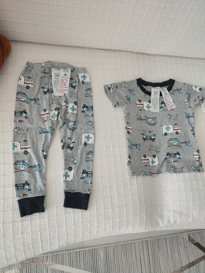 carters Gri Baskılı Erkek Çocuk Kısa Kollu Pijama Takımı - Görsel 2