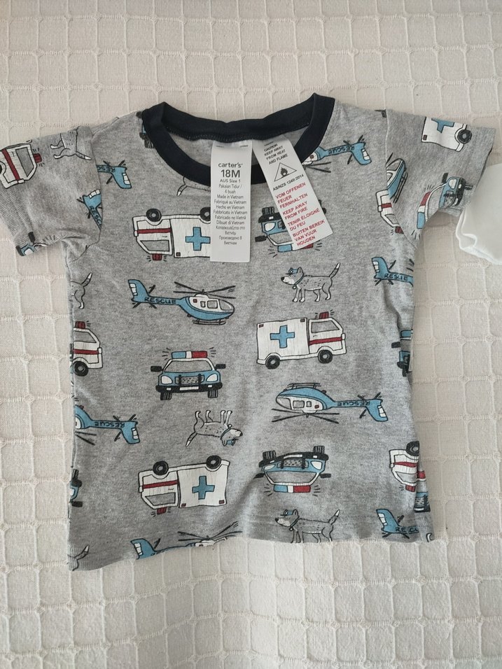 carters Gri Baskılı Erkek Çocuk Kısa Kollu Pijama Takımı - Görsel 5