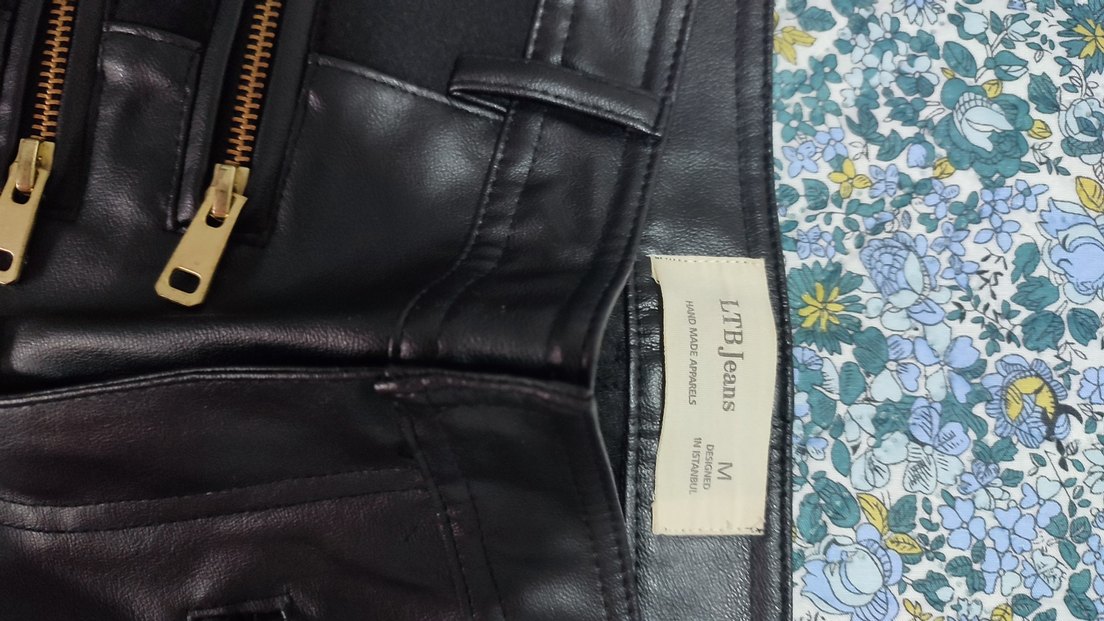 LTB jeans Siyah deri detaylı likralı bayan pantolon tayt - Görsel 3