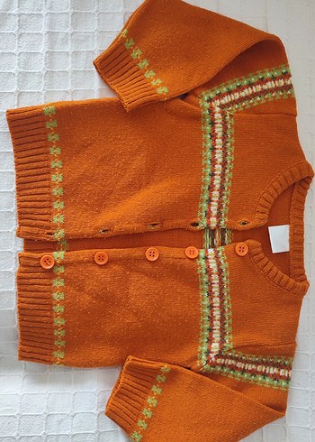 Kız Çocuk Renkli Nakışlı Triko Hırka - Görsel 2