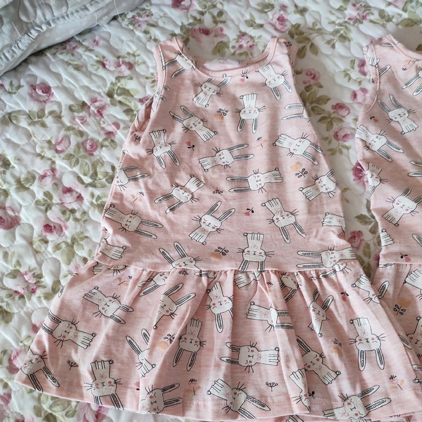 Kız Çocuk Pembe Pamuklu Fırfırlı Elbise - Görsel 2