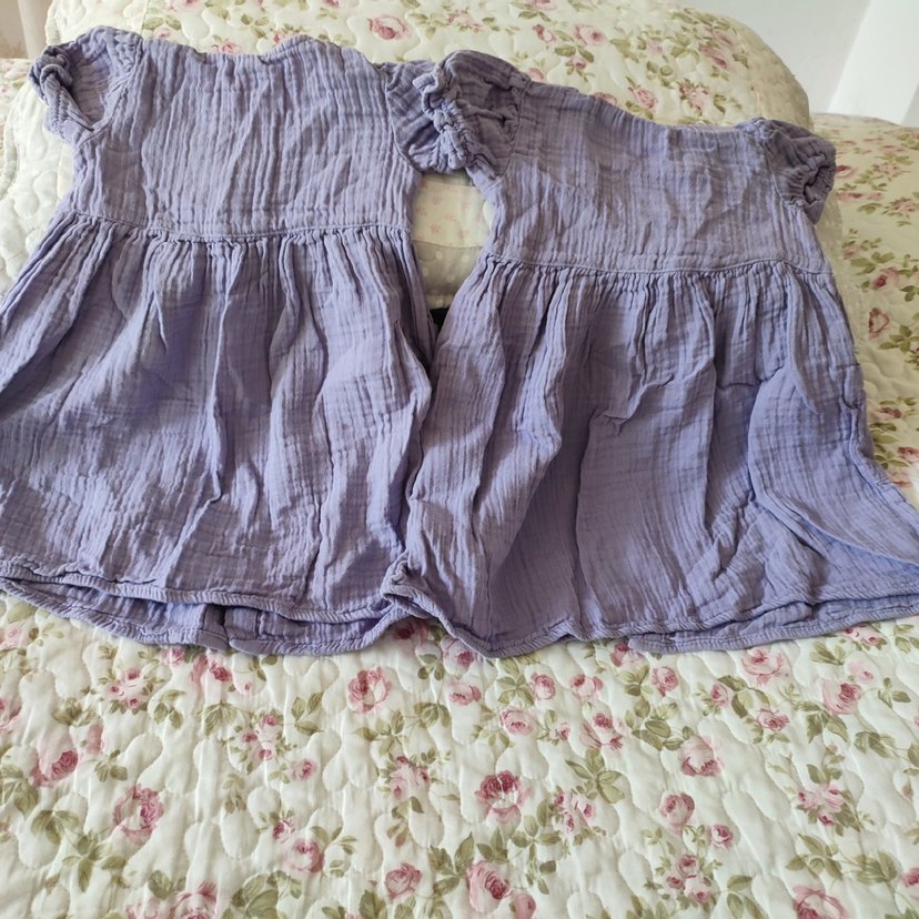 Düğmeli Kısa Kollu Mor Kız Elbisesi - Görsel 2