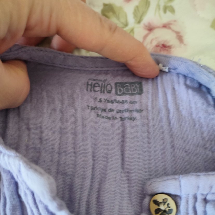 Düğmeli Kısa Kollu Mor Kız Elbisesi - Görsel 3