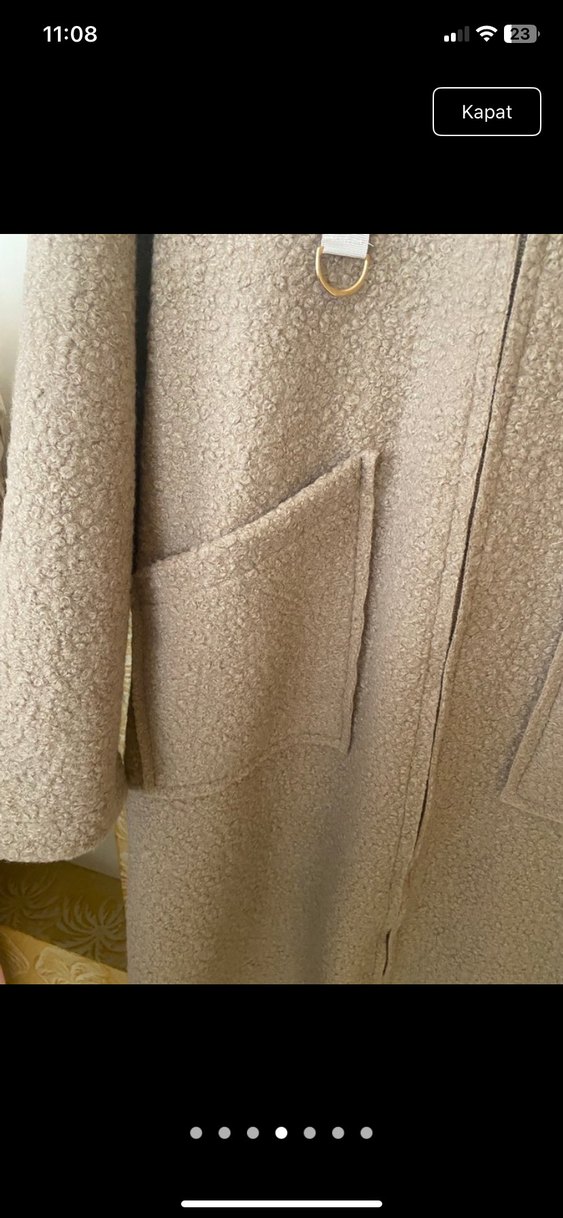 Bej Fermuarlı Uzun Kadın Kaban - Görsel 4