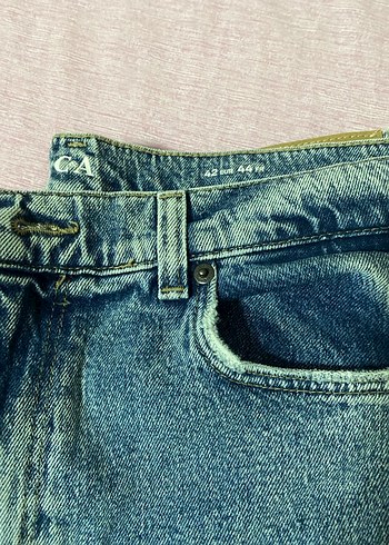 Mavi Bol Kesim Kot Pantolon - Görsel 4