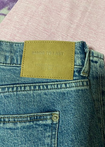 Mavi Bol Kesim Kot Pantolon - Görsel 3