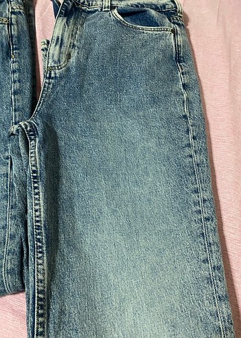 Mavi Bol Kesim Kot Pantolon - Görsel 2