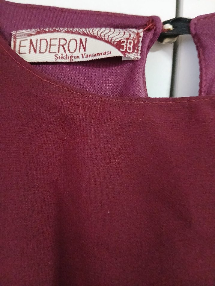 Bordo Uzun Kollu Salaş Elbise - Görsel 3