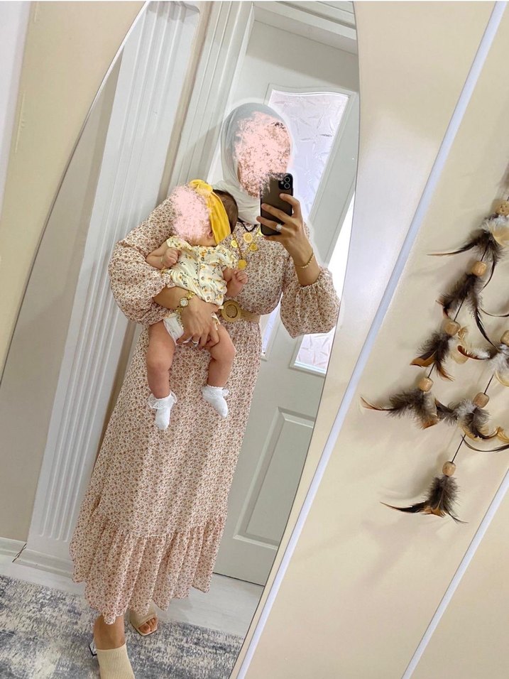 Bej Bohem Uzun Elbise - Görsel 5