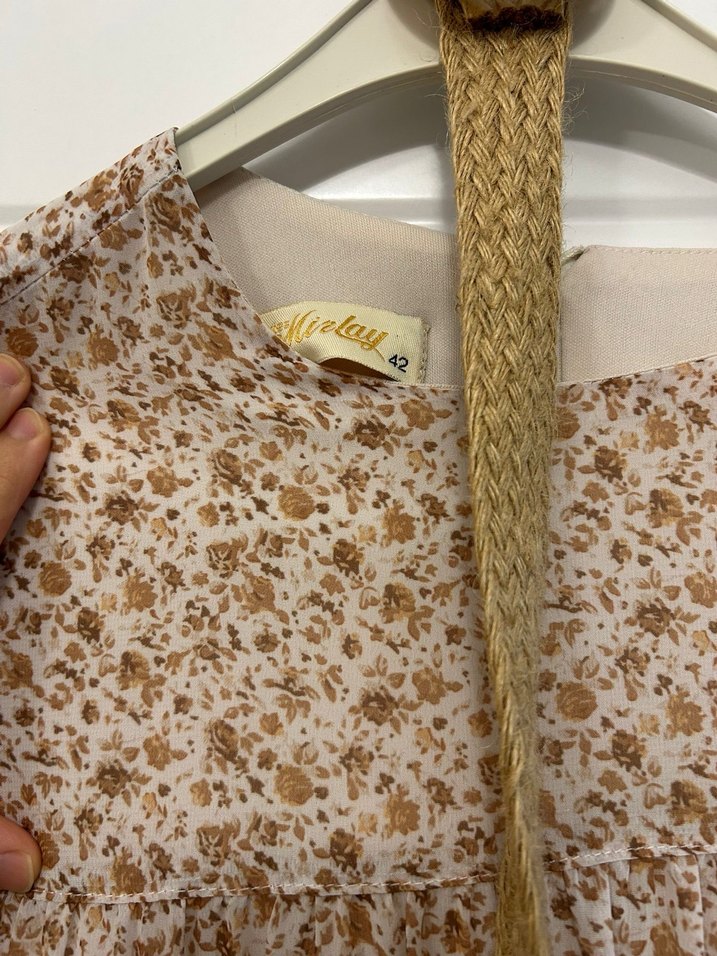 Bej Bohem Uzun Elbise - Görsel 3