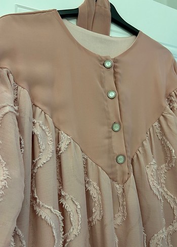 Pembe Nakışlı Uzun Bohem Elbise - Görsel 2