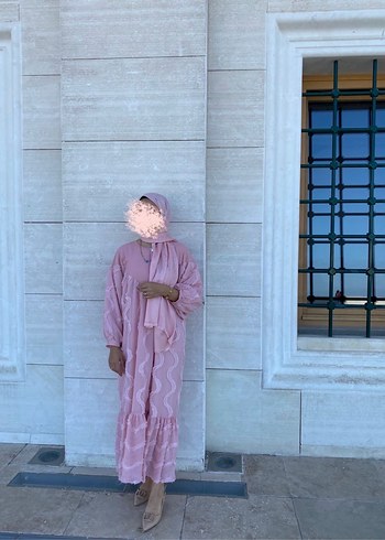 Pembe Nakışlı Uzun Bohem Elbise - Görsel 4