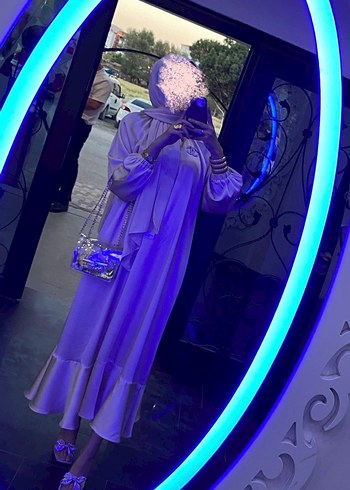 Uzun Kollu Salaş Saten Elbise - Görsel 3