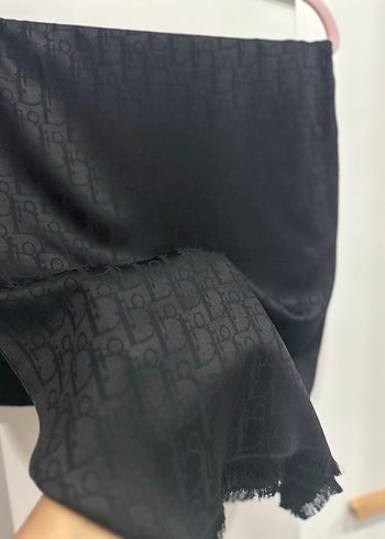 Siyah Dior yazılı jakar şal - Görsel 3