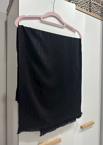 Siyah Dior yazılı jakar şal - Görsel 2