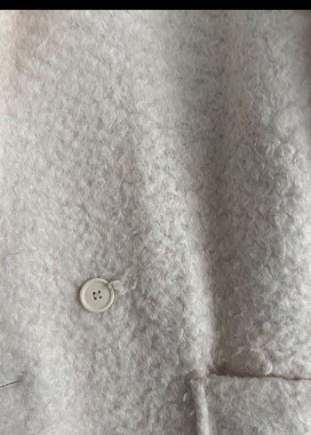 Beyaz Midi Kadın Koton Kaban - Görsel 4