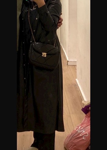 Uzun  Deri Trençkot - Görsel 2