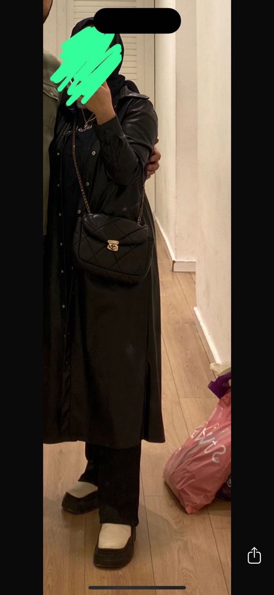 Uzun  Deri Trençkot - Görsel 2