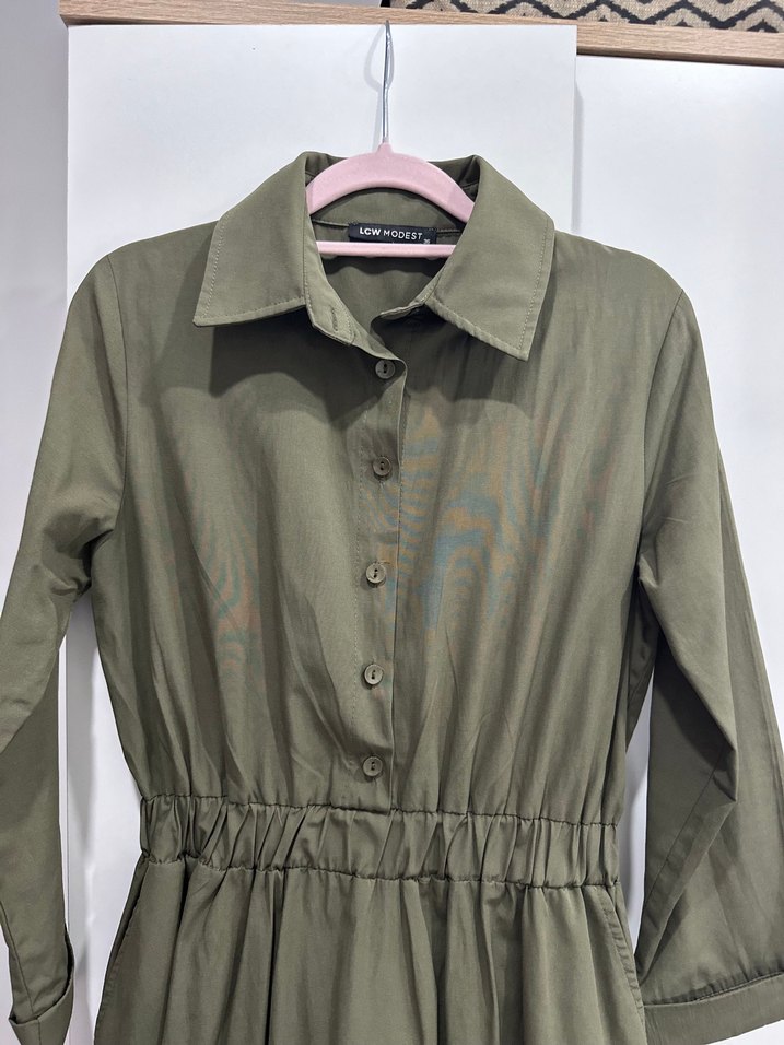 Koyu Haki Uzun  Elbise - Görsel 2