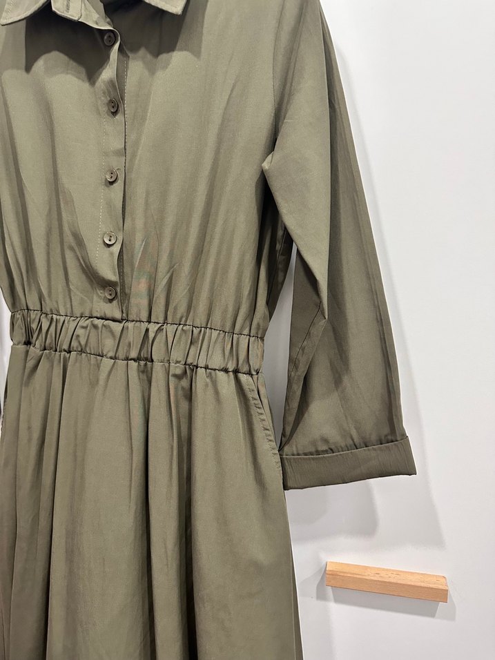 Koyu Haki Uzun  Elbise - Görsel 4