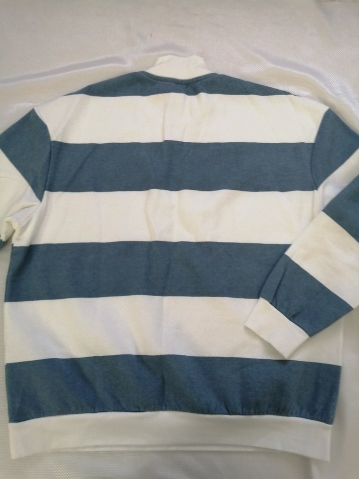 Erkek Mavi Beyaz Yarım Fermuarlı Sweatshirt - Görsel 2