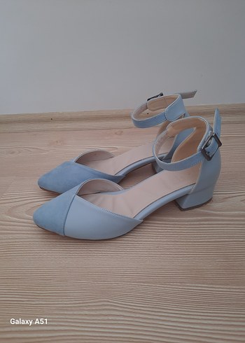 Mavi Süet Topuklu Kadın Ayakkabı - Görsel 3