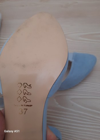 Mavi Süet Topuklu Kadın Ayakkabı - Görsel 5