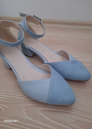 Mavi Süet Topuklu Kadın Ayakkabı - Görsel 6