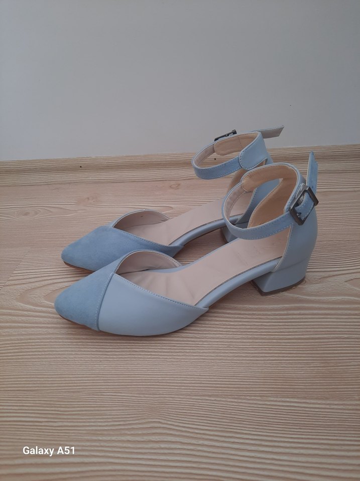 Mavi Süet Topuklu Kadın Ayakkabı - Görsel 3