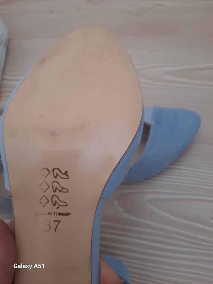 Mavi Süet Topuklu Kadın Ayakkabı - Görsel 5