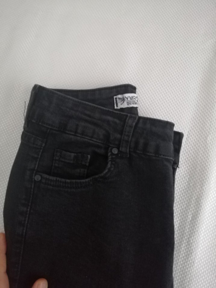 Siyah Dar paça  Kadın likralı Denim Pantolon - Görsel 3