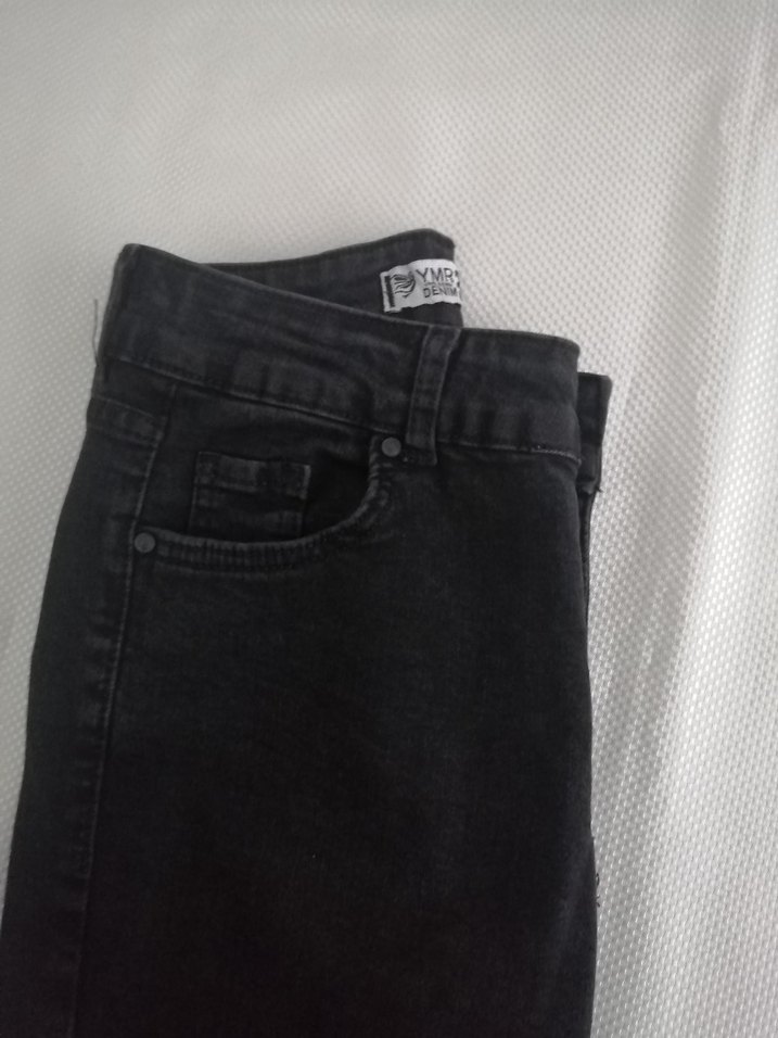 Siyah Dar paça  Kadın likralı Denim Pantolon - Görsel 4