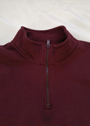 Bordo Yarım Fermuarlı Erkek sweatshirt - Görsel 2