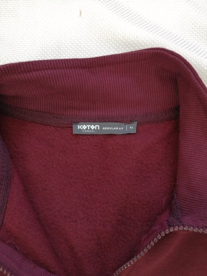 Bordo Yarım Fermuarlı Erkek sweatshirt - Görsel 3