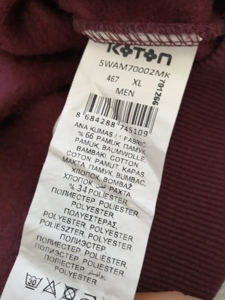 Bordo Yarım Fermuarlı Erkek sweatshirt - Görsel 5