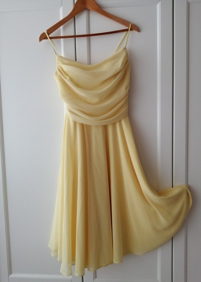 İp askılı degaje yaka şifon abiye elbise - Görsel 2