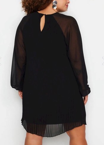 Siyah şifon elbise - Görsel 3