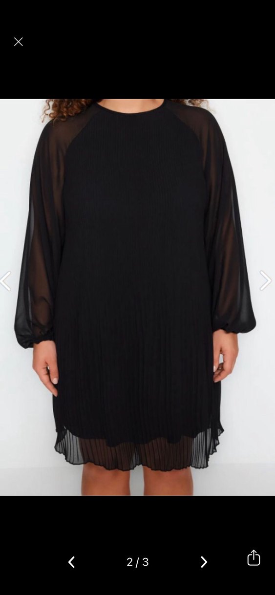 Siyah şifon elbise - Görsel 2